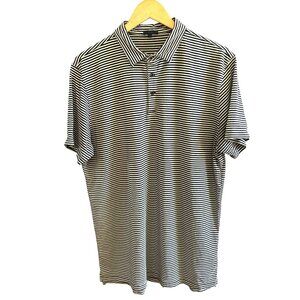 Patrick Assaraf Mens XL Black & White Striped Polo Shirt Pima Cotton Designer